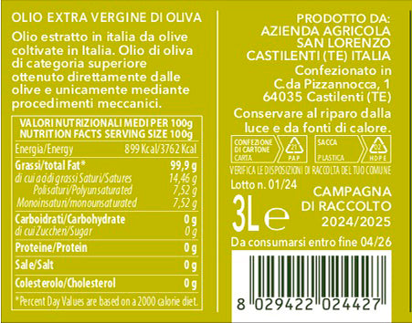 Olio EVO Bag in Box 3 litri 2024